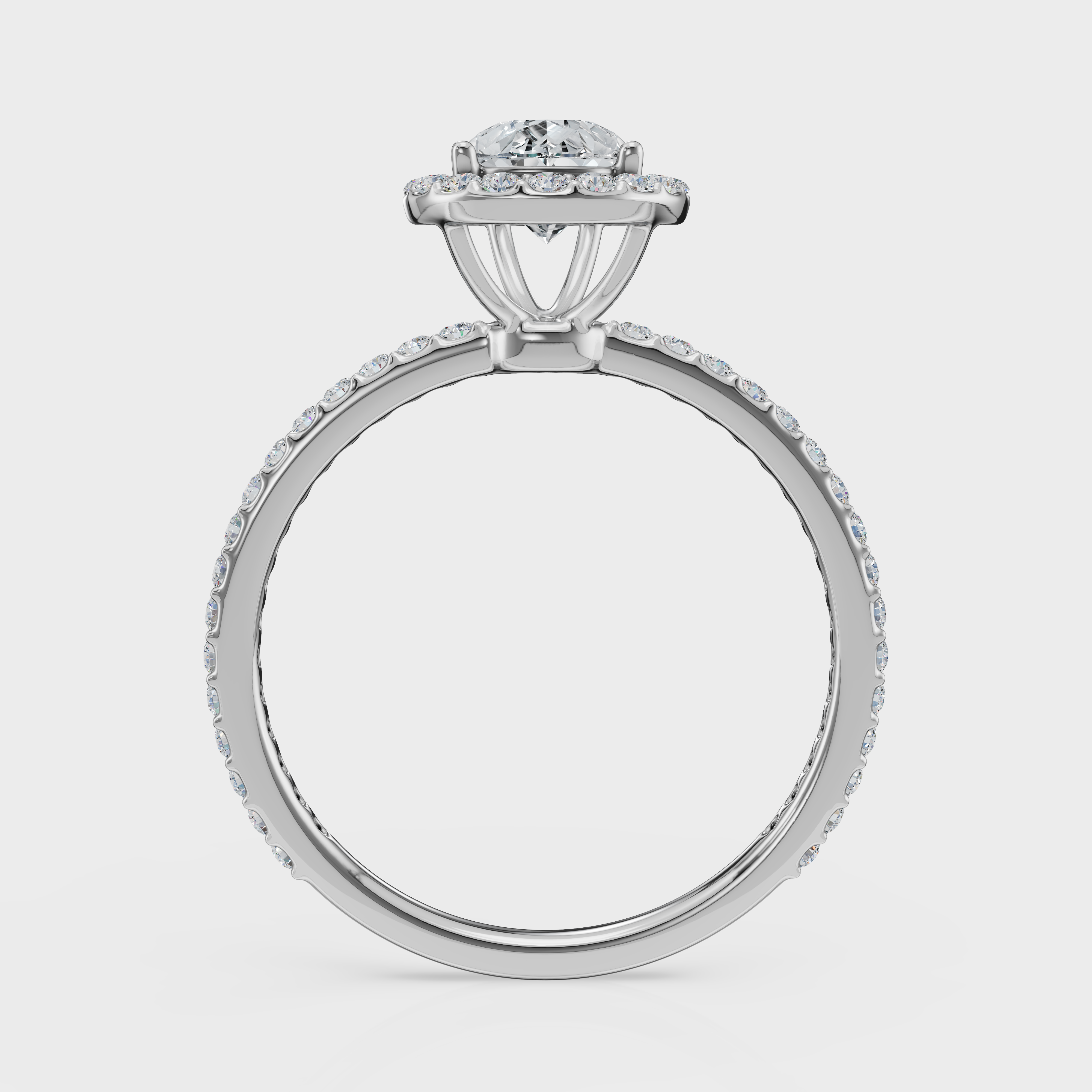 Pear Cut Halo with Pavé Band Ring– Diamonds