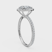Pear Cut Halo with Pavé Band Ring– Diamonds