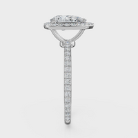 Pear Cut Halo with Pavé Band Ring– Diamonds