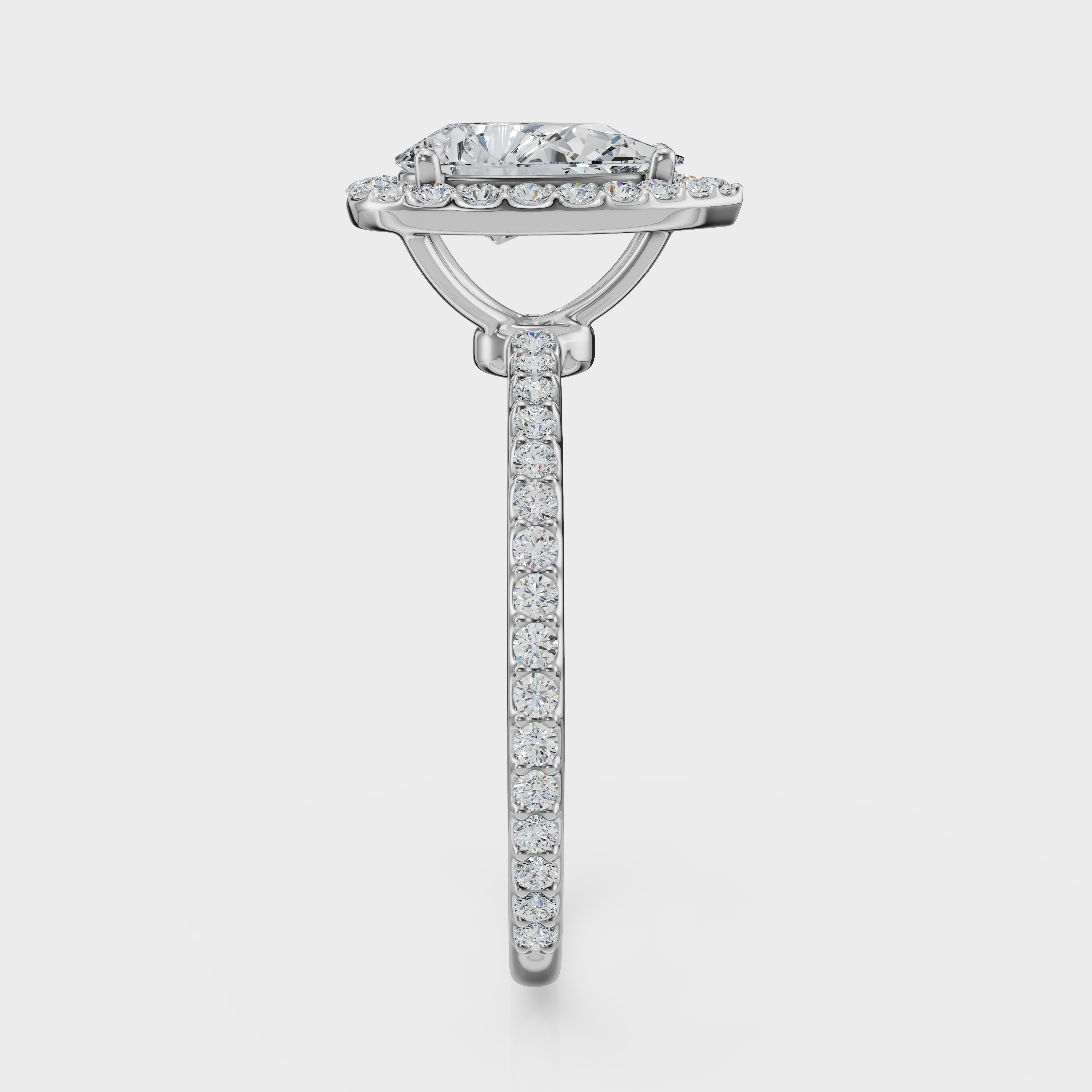 Pear Cut Halo with Pavé Band Ring– Diamonds