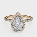 Pear Cut Halo with Pavé Band Ring– Diamonds