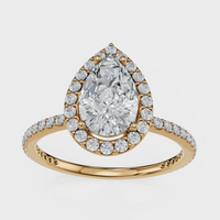 Pear Cut Halo with Pavé Band Ring– Diamonds