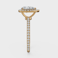 Pear Cut Halo with Pavé Band Ring– Diamonds