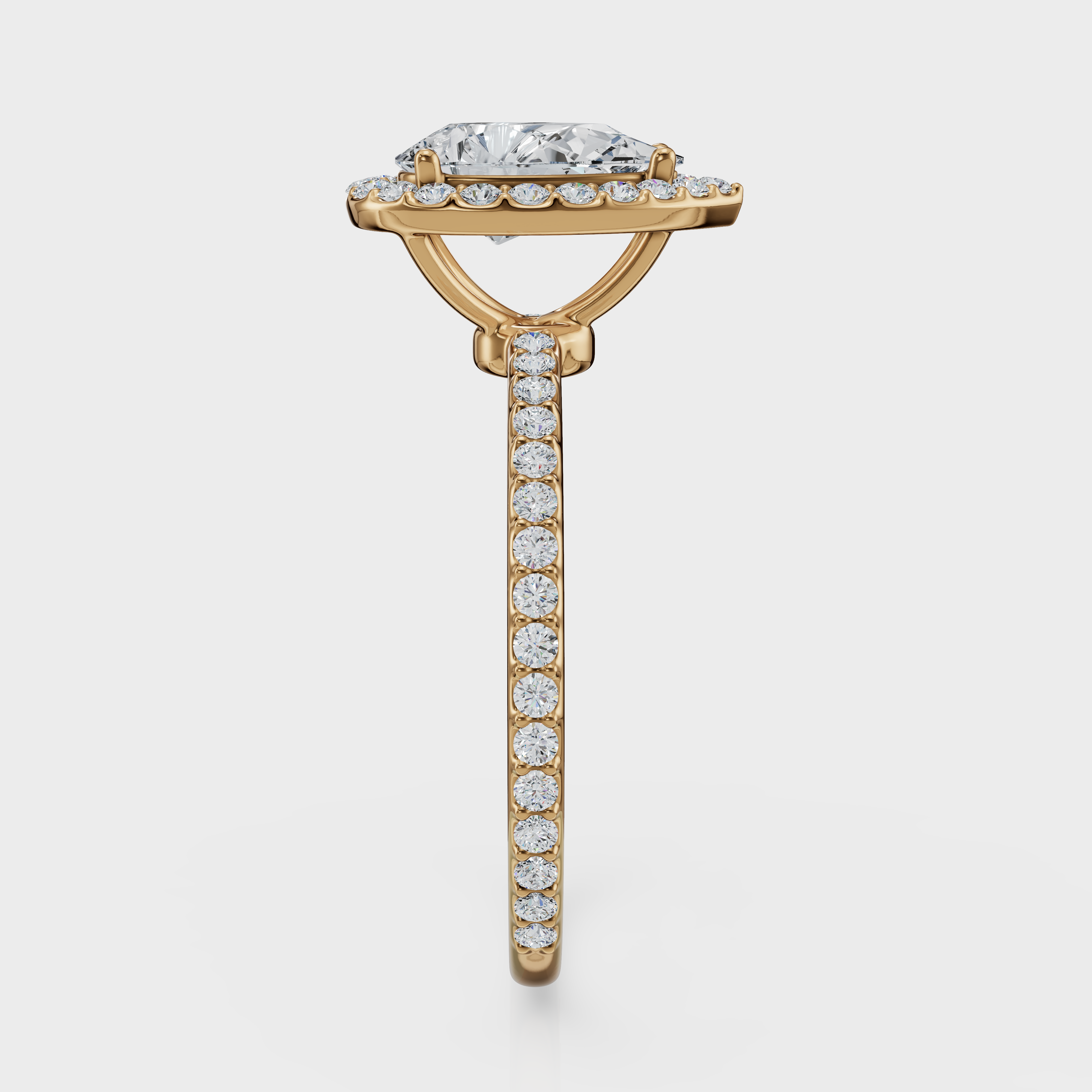 Pear Cut Halo with Pavé Band Ring– Diamonds