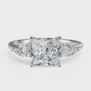 Princess Cut with Pear Side Stones Ring– Diamonds