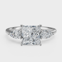 Princess Cut with Pear Side Stones Ring– Diamonds