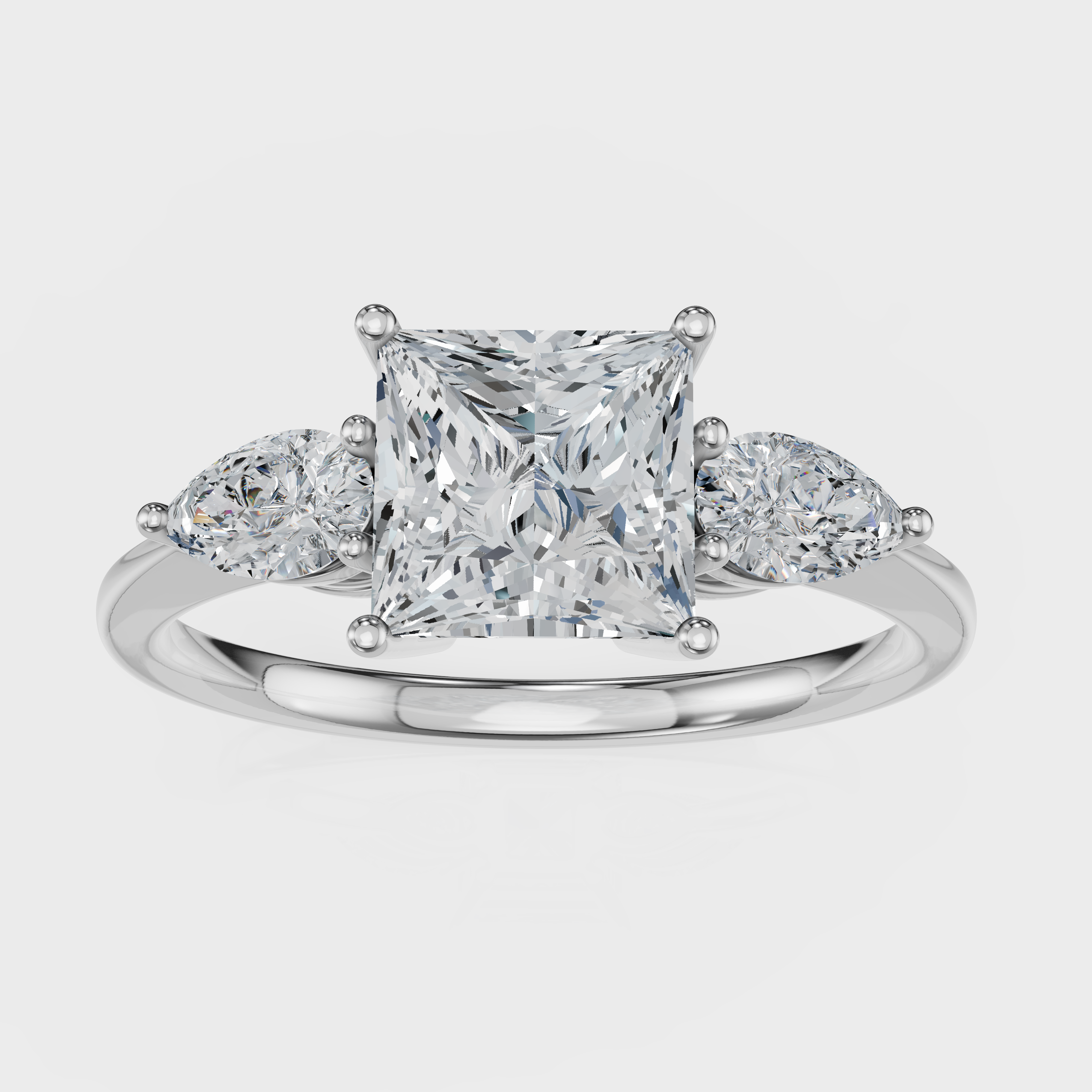 Princess Cut with Pear Side Stones Ring– Diamonds