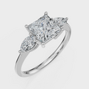 Princess Cut with Pear Side Stones Ring– Diamonds