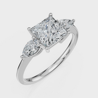 Princess Cut with Pear Side Stones Ring– Diamonds