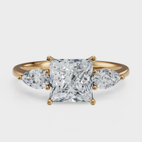Princess Cut with Pear Side Stones Ring– Diamonds