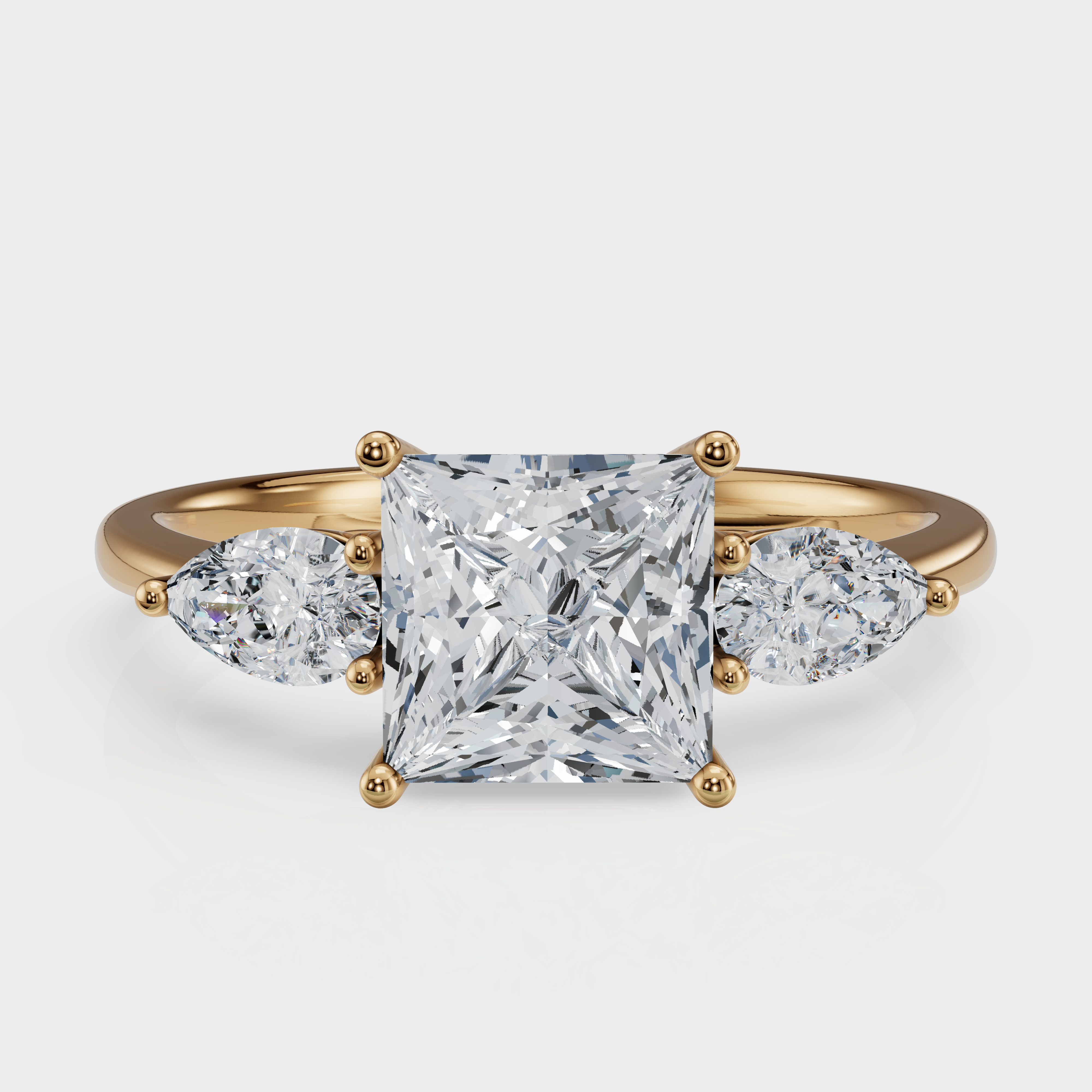 Princess Cut with Pear Side Stones Ring– Diamonds