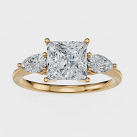 Princess Cut with Pear Side Stones Ring– Diamonds
