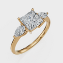 Princess Cut with Pear Side Stones Ring– Diamonds