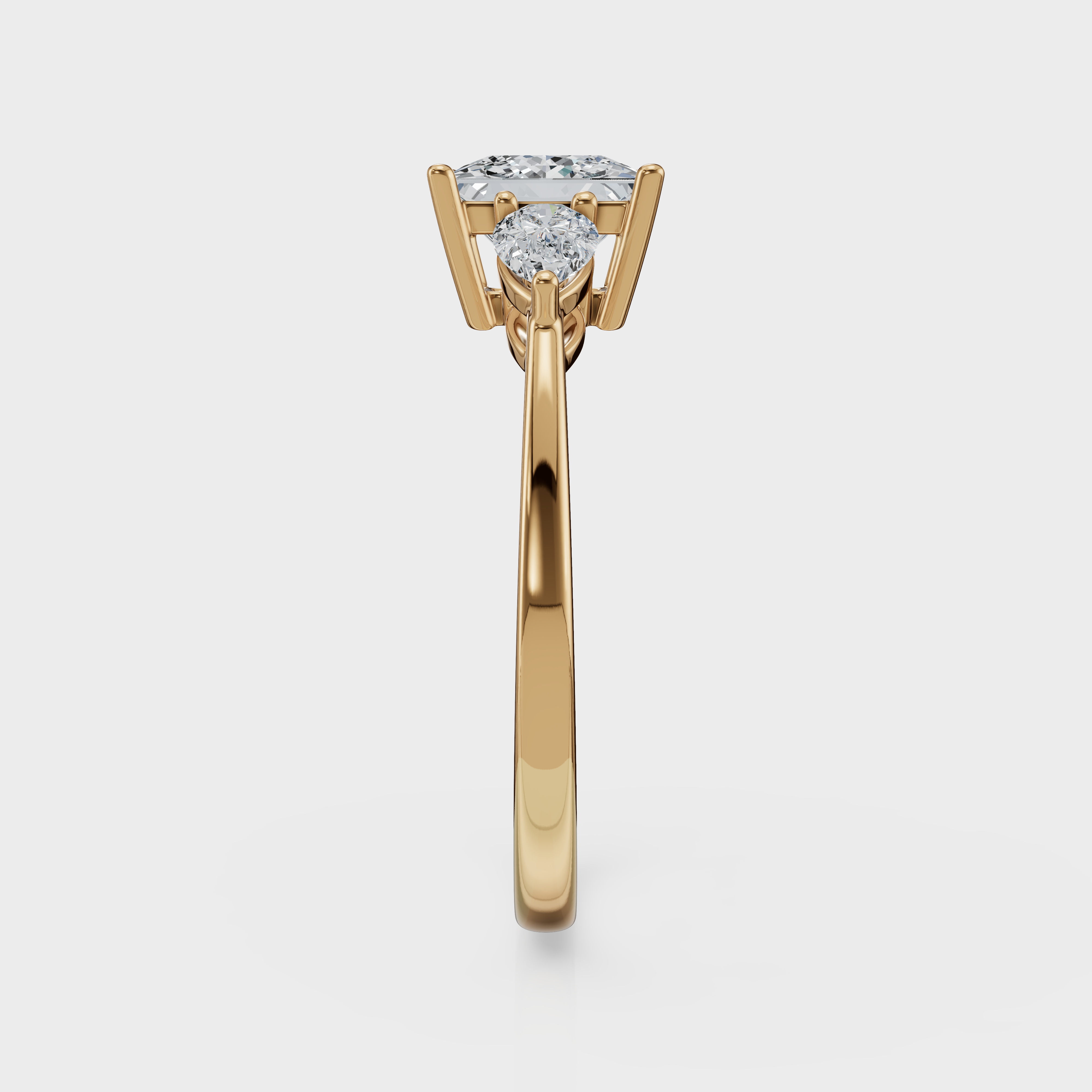 Princess Cut with Pear Side Stones Ring– Diamonds