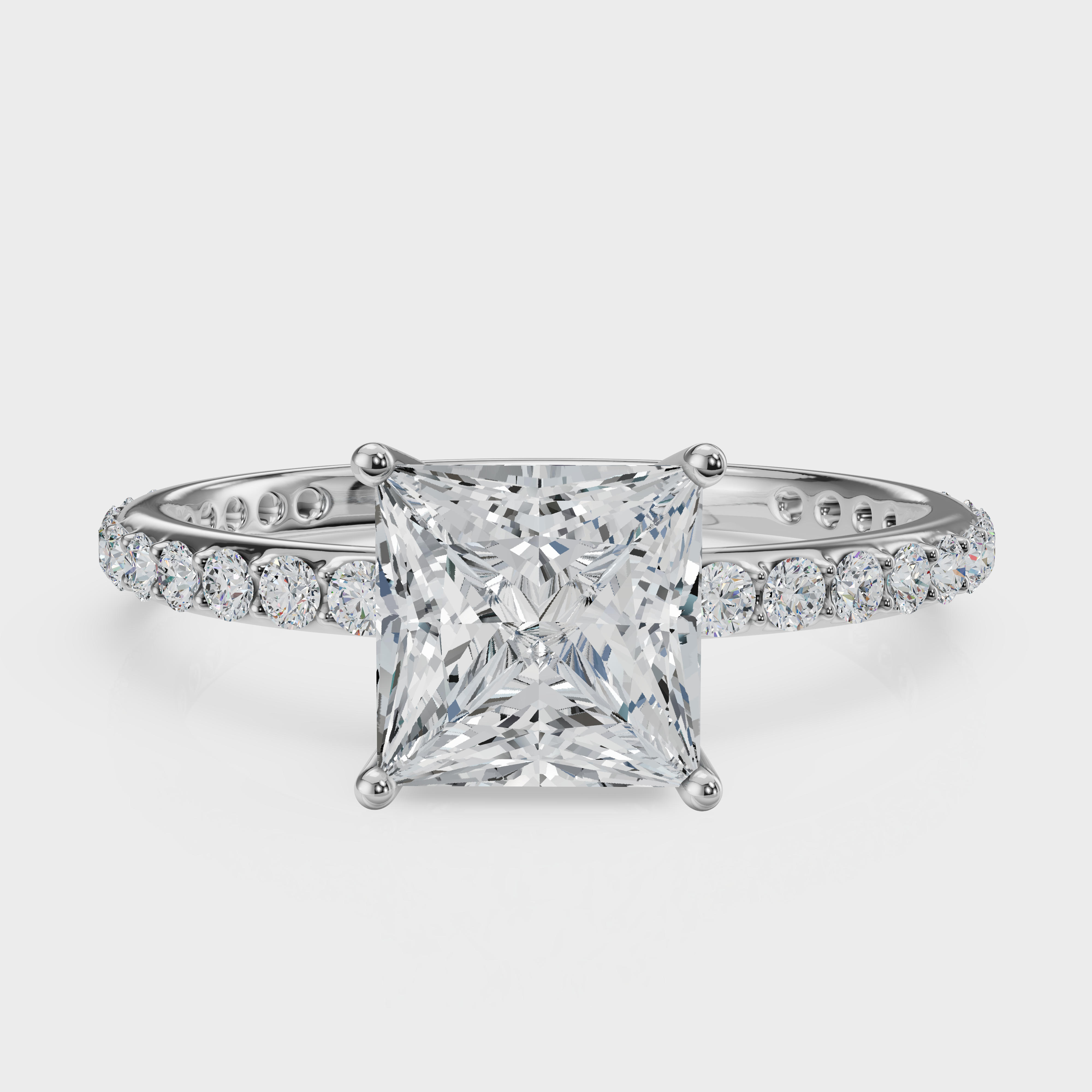Princess Cut with Pavé Band Ring– Diamonds