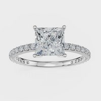 Princess Cut with Pavé Band Ring– Diamonds