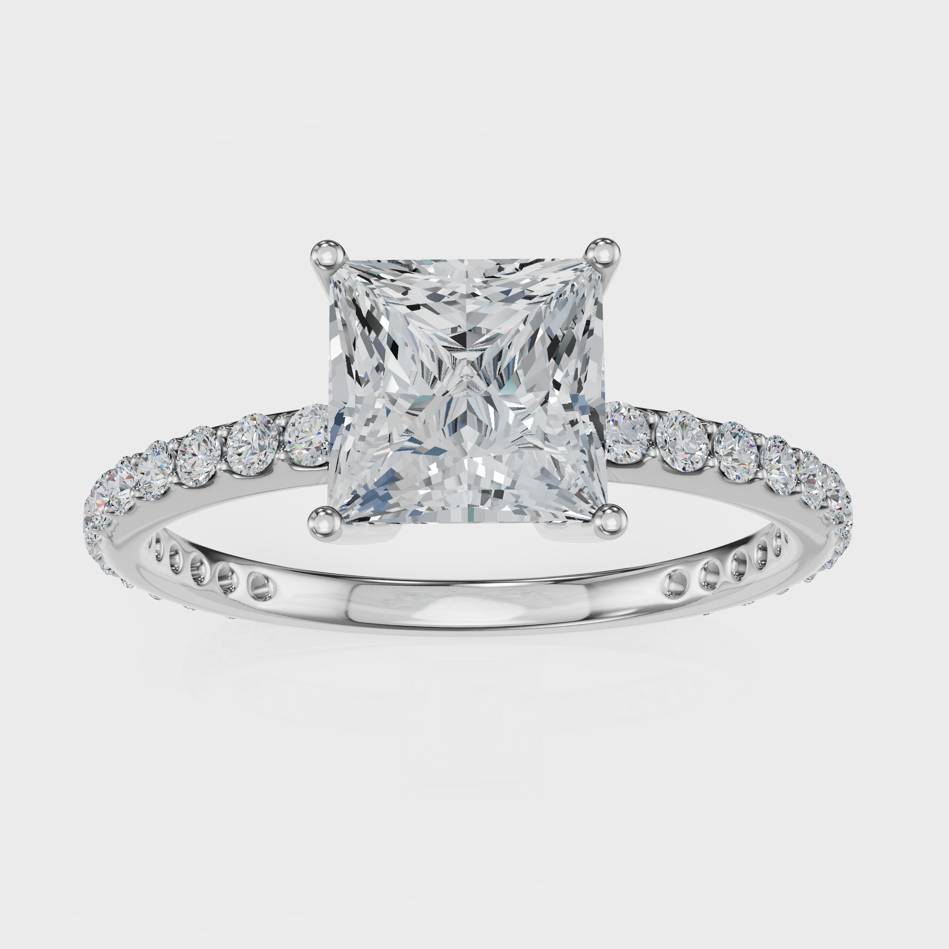 Princess Cut with Pavé Band Ring– Diamonds
