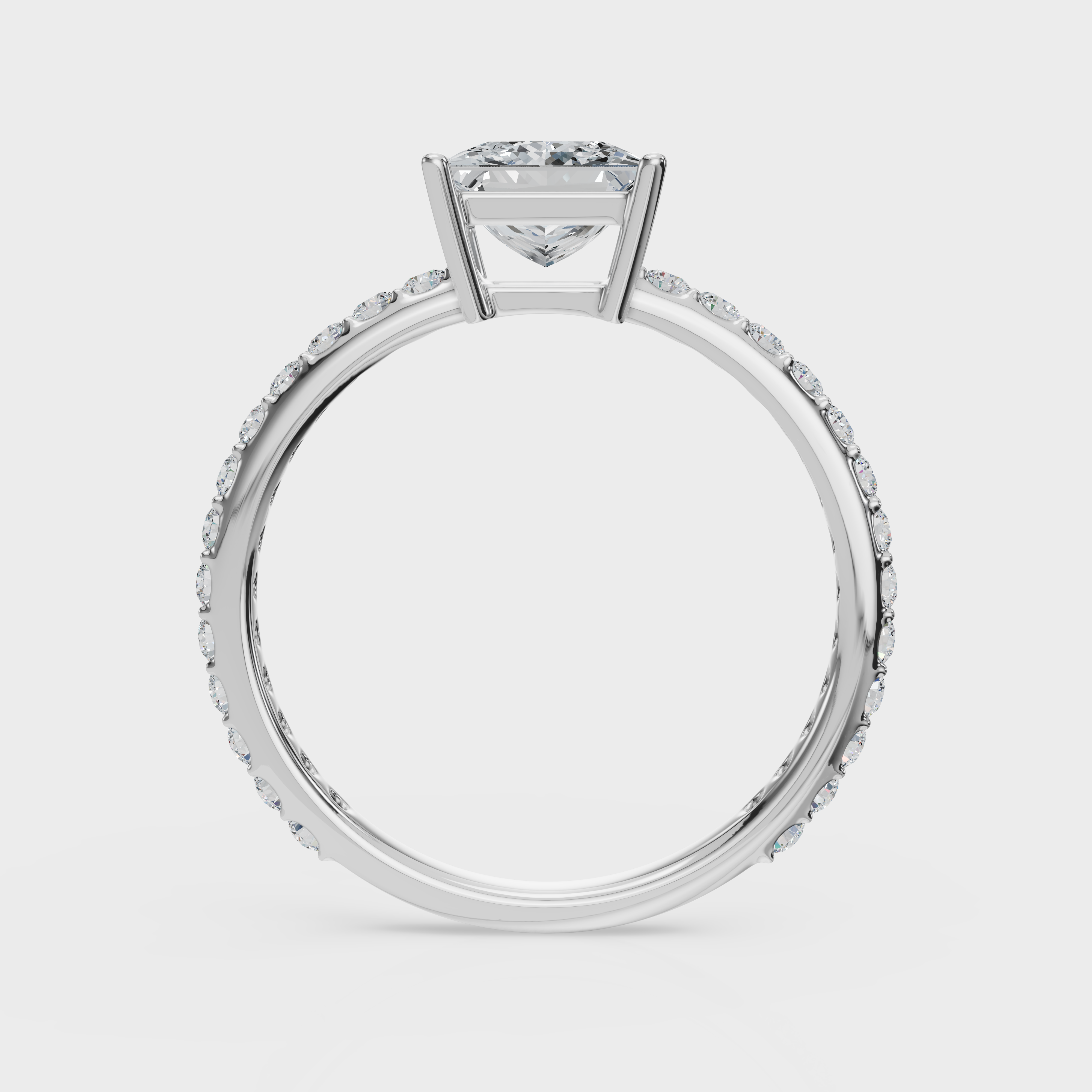 Princess Cut with Pavé Band Ring– Diamonds