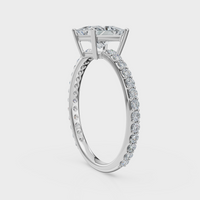 Princess Cut with Pavé Band Ring– Diamonds