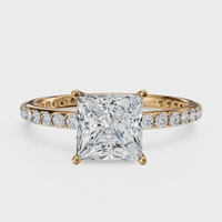 Princess Cut with Pavé Band Ring– Diamonds