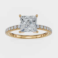 Princess Cut with Pavé Band Ring– Diamonds