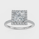 Princess Cut Halo with Pavé Band Ring– Diamonds