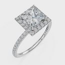 Princess Cut Halo with Pavé Band Ring– Diamonds