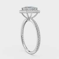 Princess Cut Halo with Pavé Band Ring– Diamonds