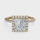 Princess Cut Halo with Pavé Band Ring– Diamonds
