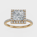 Princess Cut Halo with Pavé Band Ring– Diamonds
