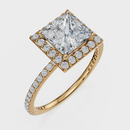 Princess Cut Halo with Pavé Band Ring– Diamonds