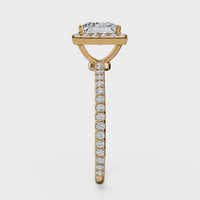 Princess Cut Halo with Pavé Band Ring– Diamonds
