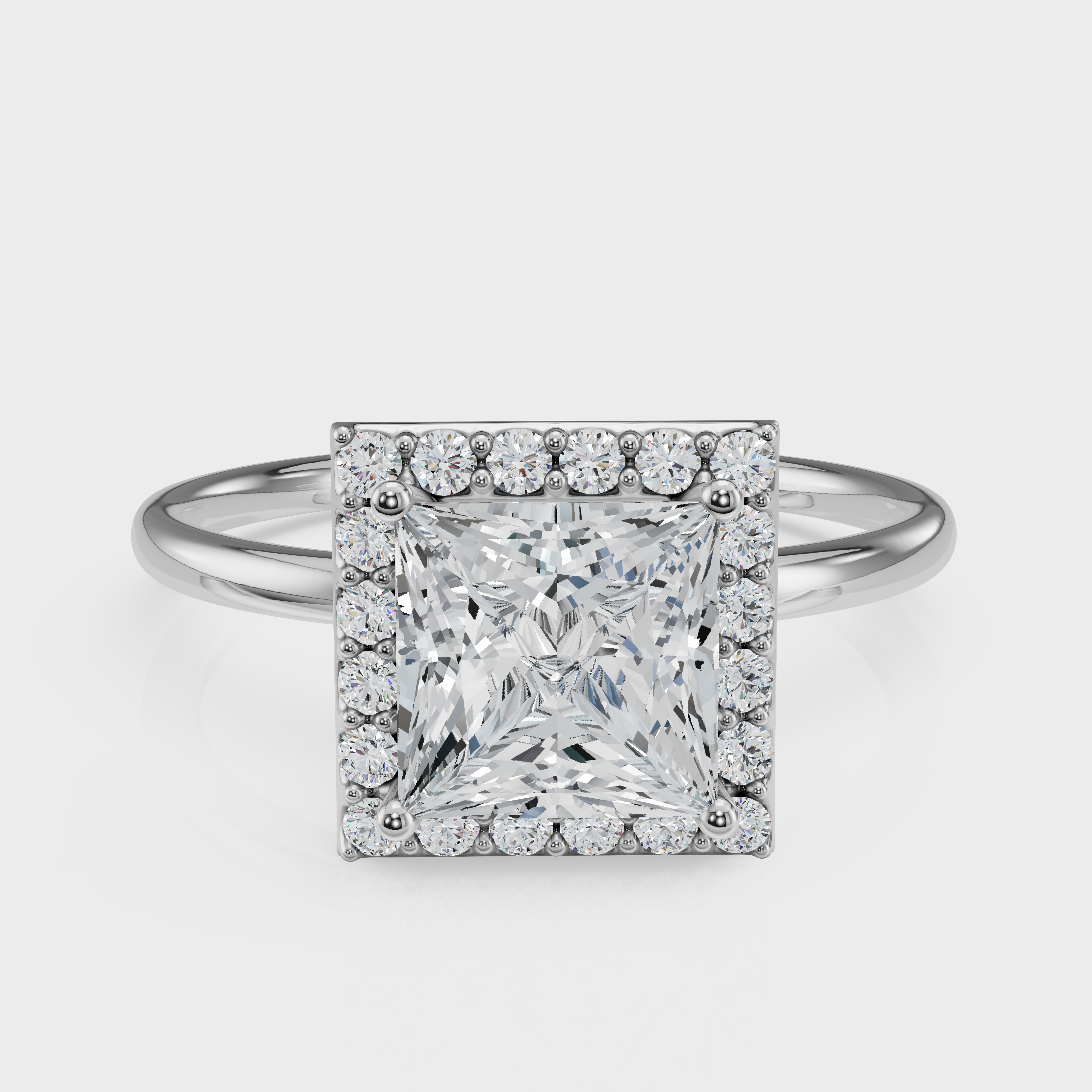 Princess Cut Halo Ring– Diamonds