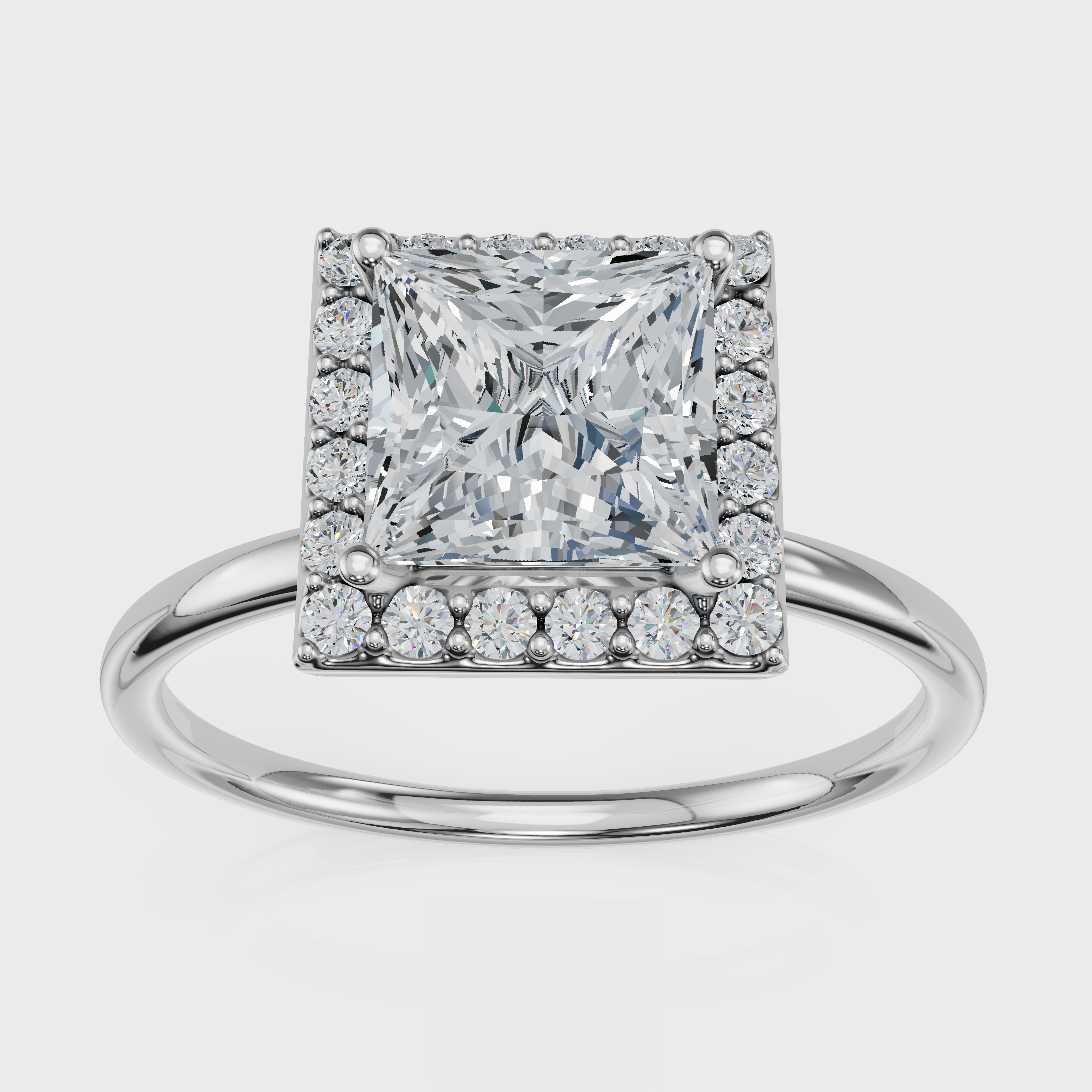 Princess Cut Halo Ring– Diamonds