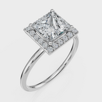 Princess Cut Halo Ring– Diamonds