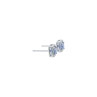 Princess-Cut Bicolor Sapphire Studs with Diamond Halo