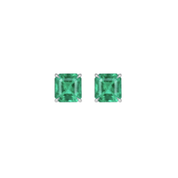Square Emerald Studs