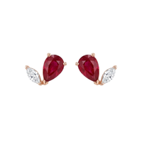 Pear Ruby & Diamond Marquise Studs