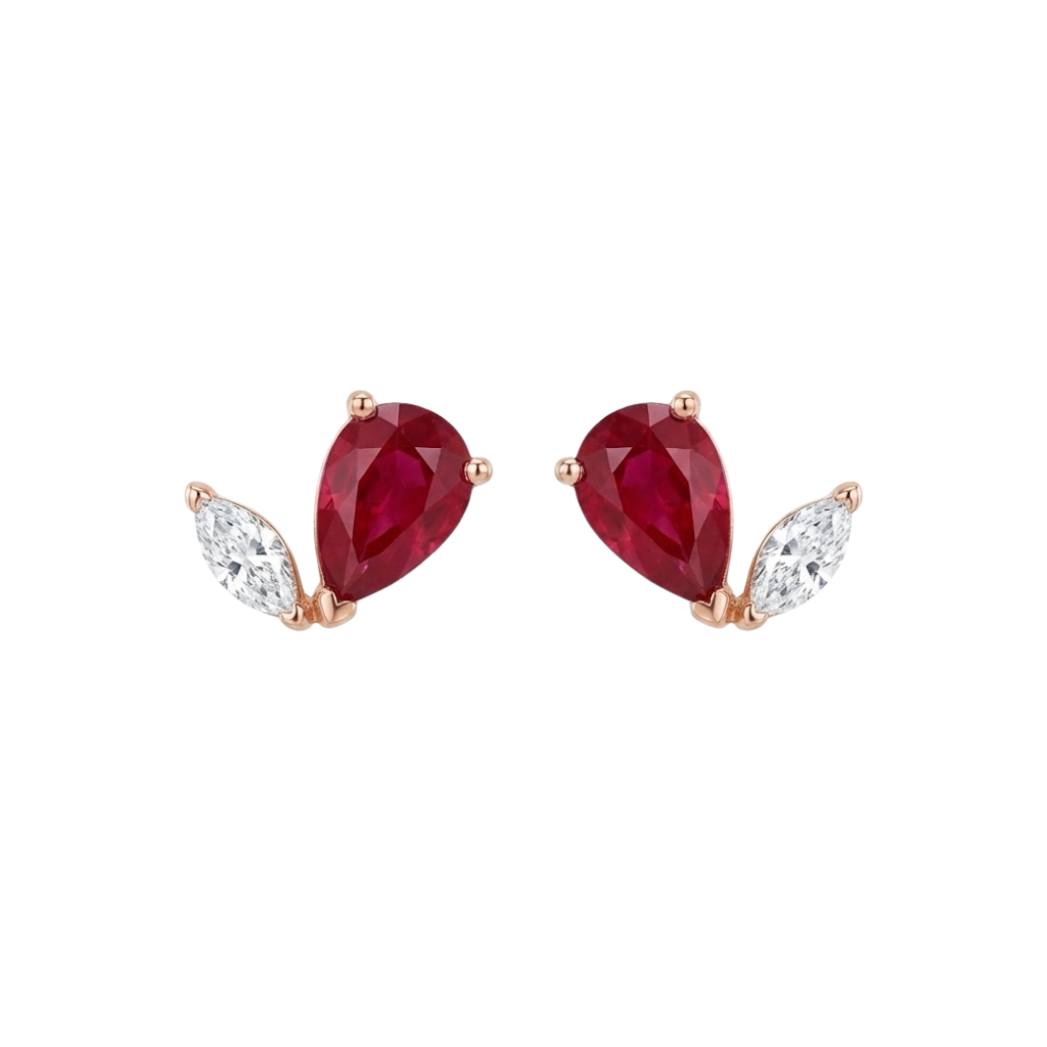 Pear Ruby & Diamond Marquise Studs