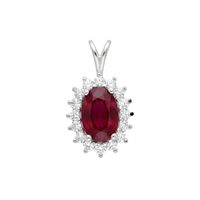Oval Ruby & Diamond Cluster Charm