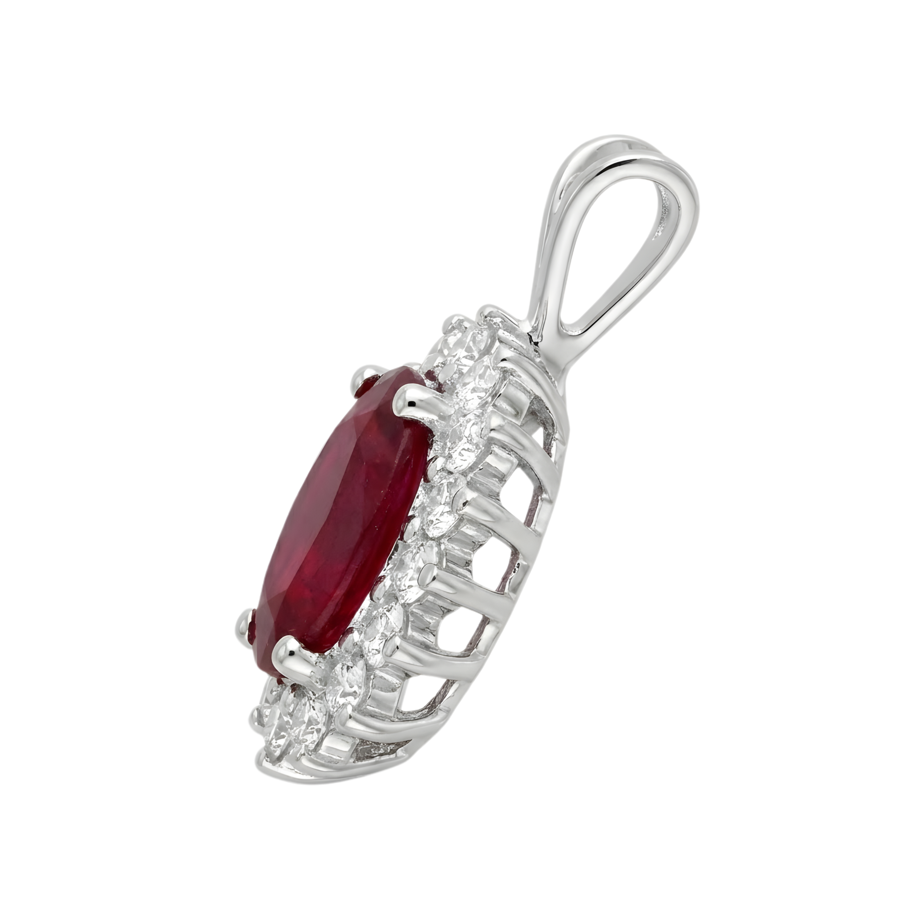 Oval Ruby & Diamond Cluster Charm