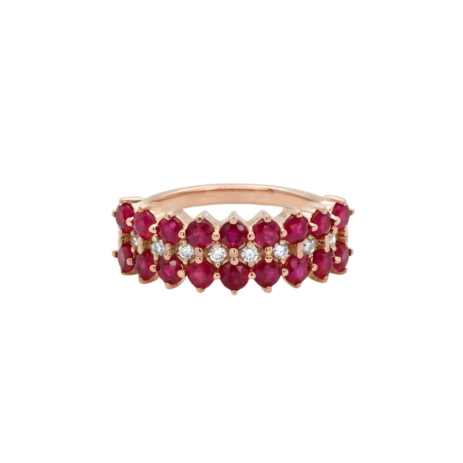 Triple Row Ruby & Diamond Ring