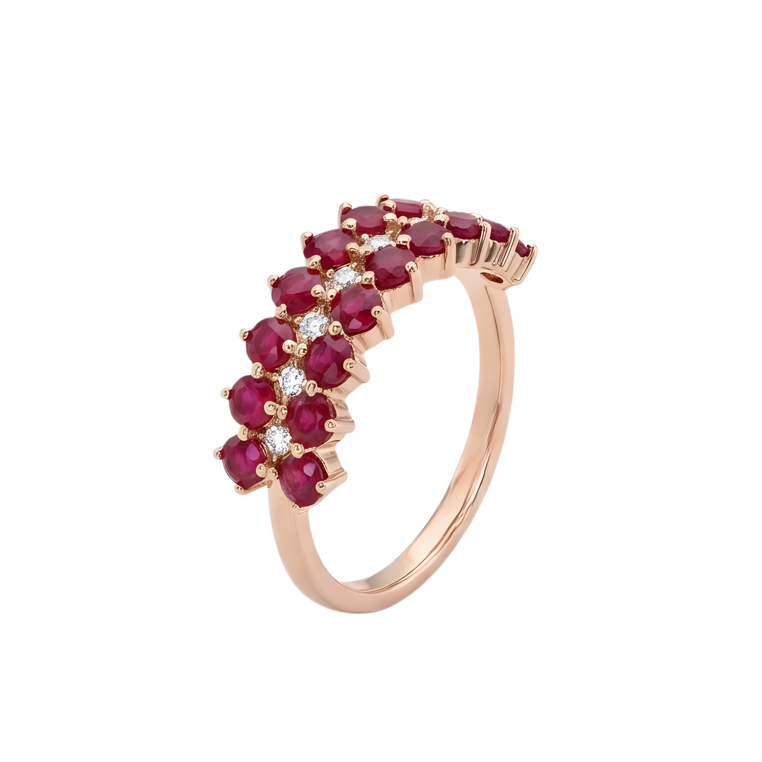 Triple Row Ruby & Diamond Ring