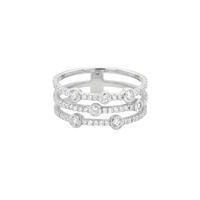 Triple Row Diamond Ring with Bezel Accents