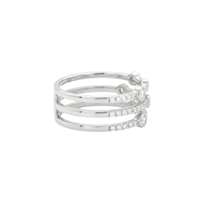 Triple Row Diamond Ring with Bezel Accents