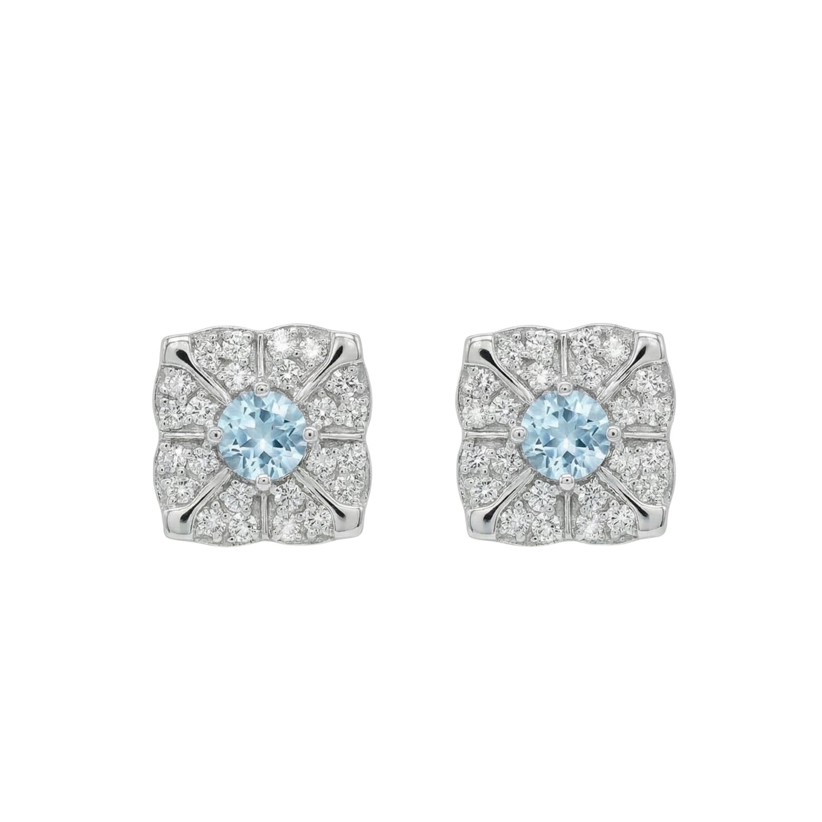 Aquamarine & Diamond Kite Studs