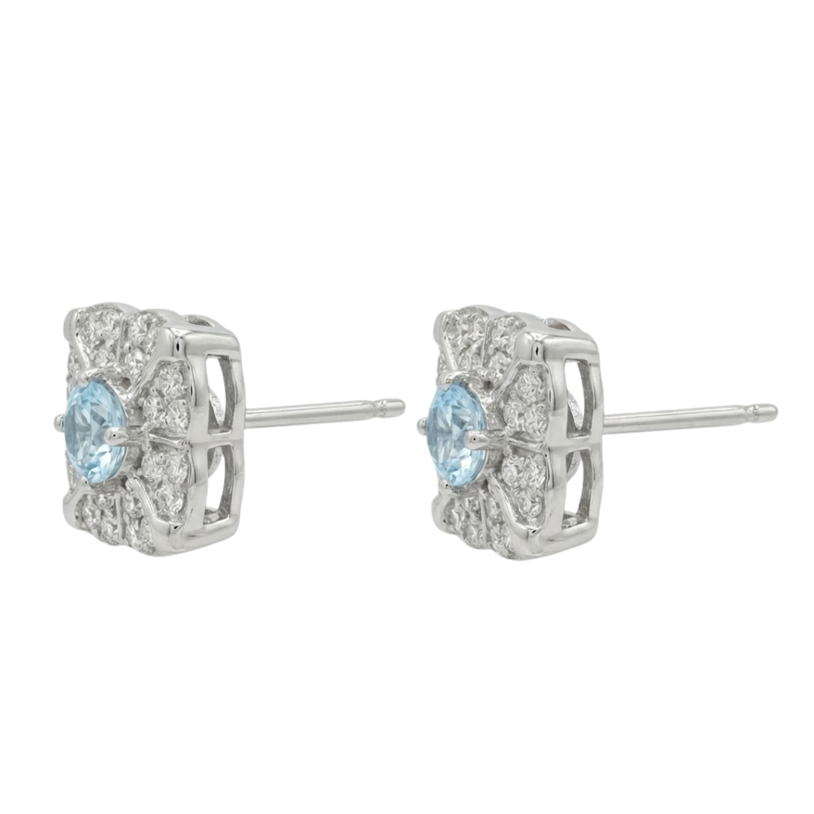 Aquamarine & Diamond Kite Studs