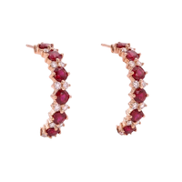 Round Ruby & Diamond Hoops
