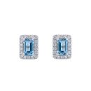 Aquamarine & Diamond Halo Studs