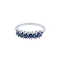 Diagonal Baguette Sapphire & Round Diamond Band